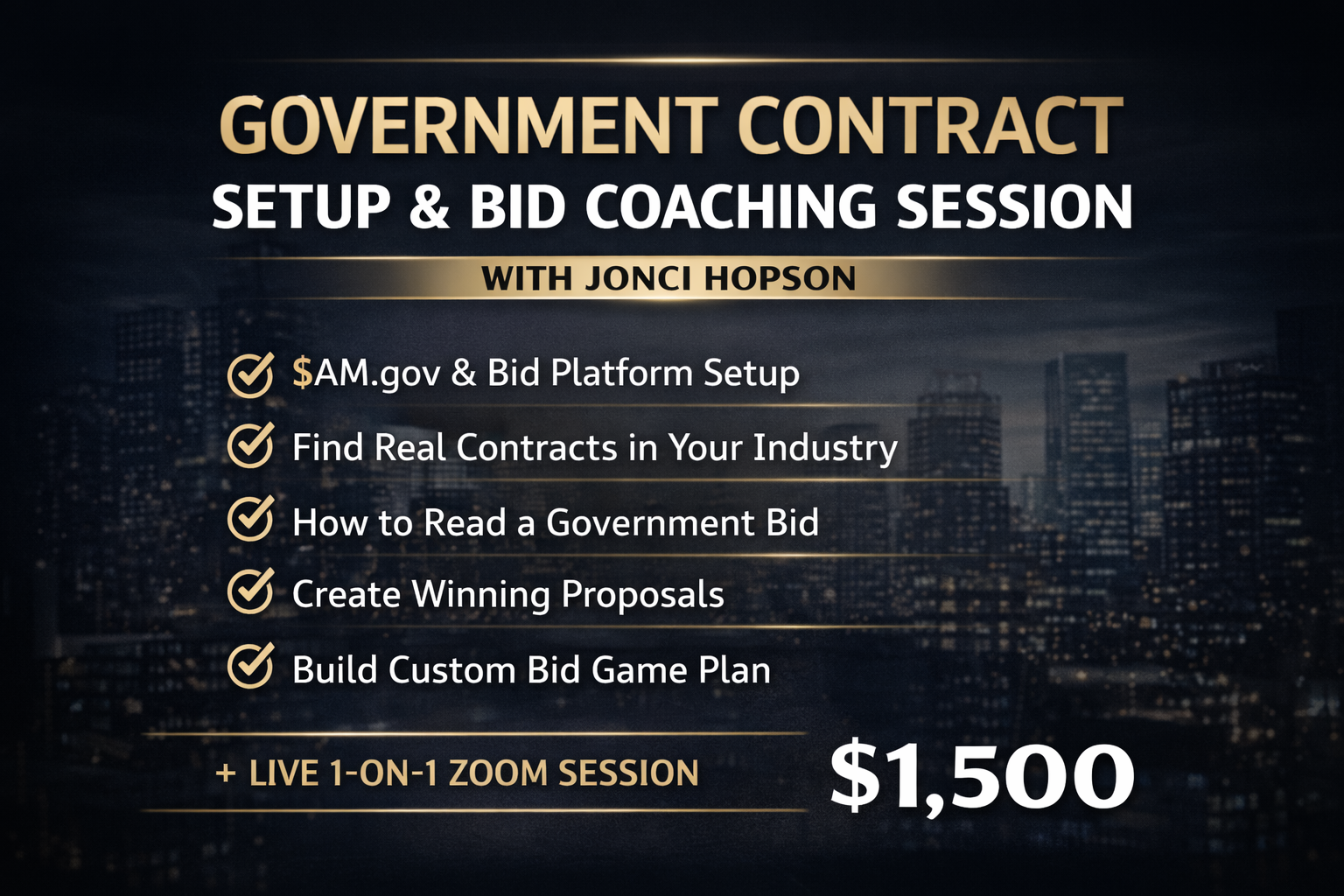 1-1 Government Contracting Setup & Bid Coaching Session