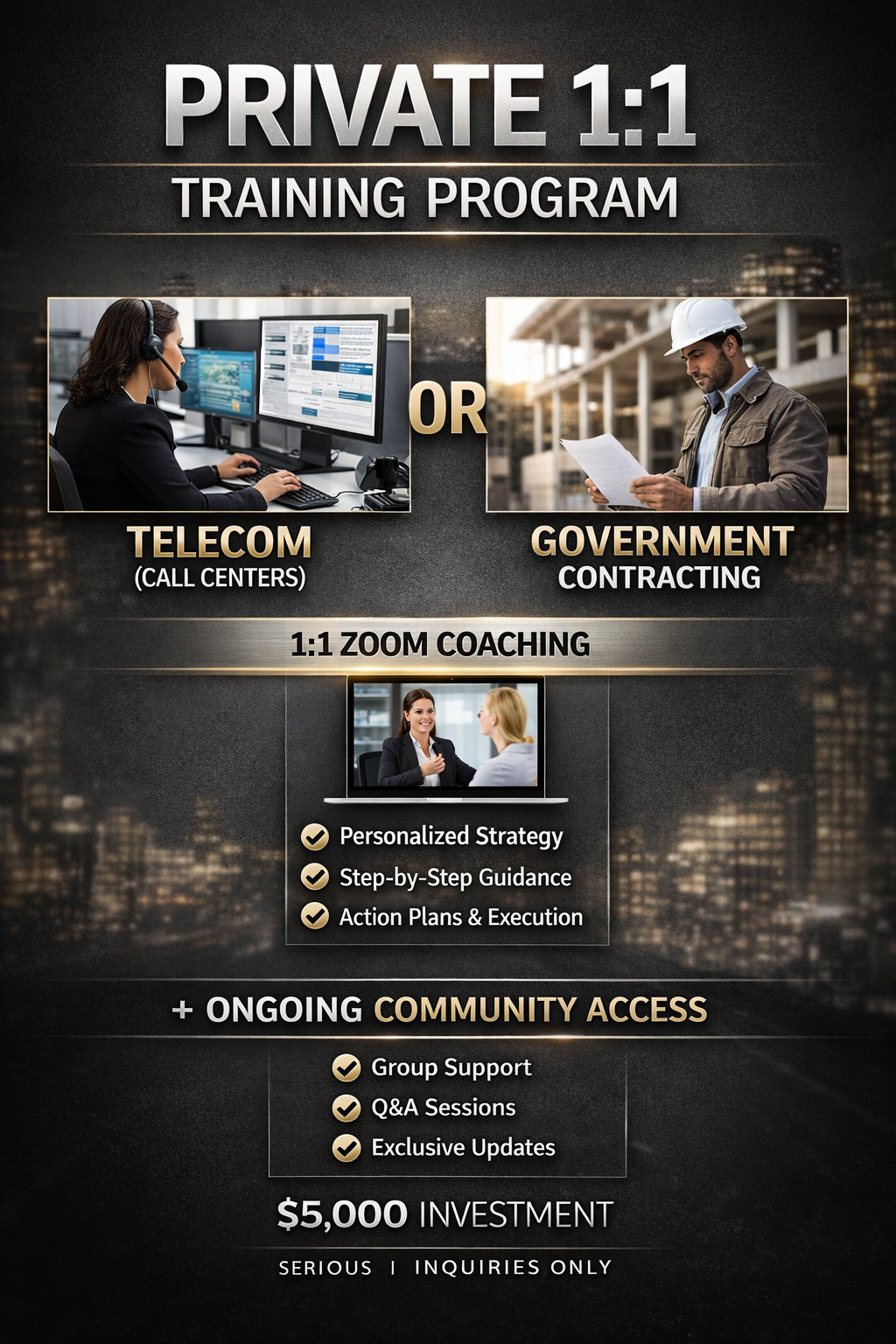 Private 1:1 Training Program (Telecom or Government Contracting)